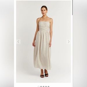 DISSH LEXI NATURAL LINEN MIDI DRESS NWT